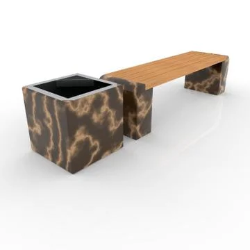 3d image complect of Euro1 bench and Carolina urn Stock Illustration