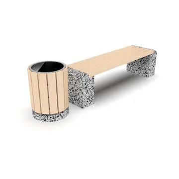 3d image complect of Euro1 bench and Rund urn Stock Illustration