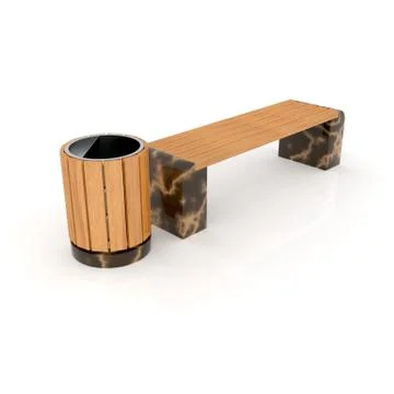 3d image complect of Euro1 bench and Rund urn Stock Illustration