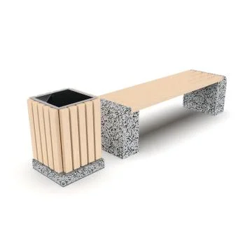 3d image complect of Euro1 bench and Avignon urn Stock Illustration