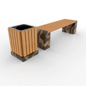 3d image complect of Euro1 bench and Avignon urn Stock Illustration