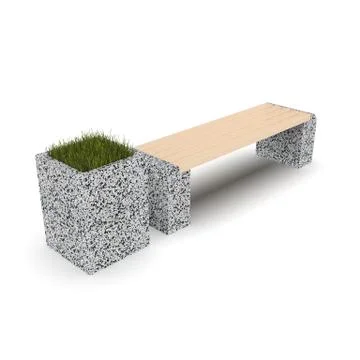 3d image complect of Euro1 bench and Kil flower pot Stock Illustration