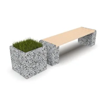 3d image complect of Euro1 bench and Carolina flower pot Stock Illustration