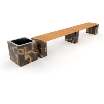 3d image complect of Euro1 line bench and Carolina urn Stock Illustration