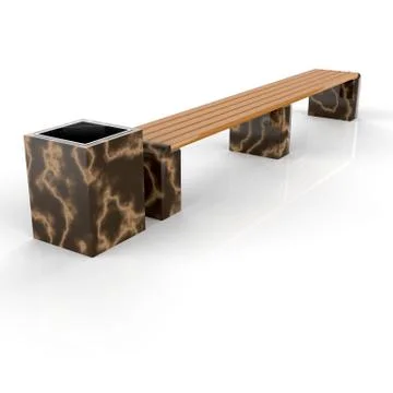 3d image complect of Euro1 line bench and Kil urn Stock Illustration