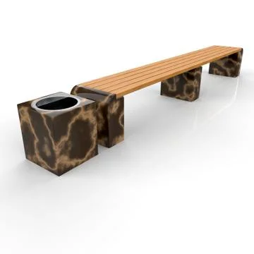 3d image complect of Euro1 line bench and Quadro urn Stock Illustration