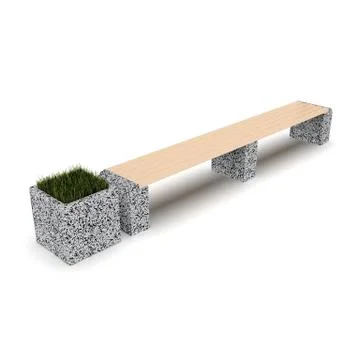 3d image complect of Euro1 line bench and Carolina flower pot Illustrazione stock