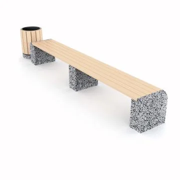 3d image complect of Euro1 line bench and Rund urn Stock Illustration