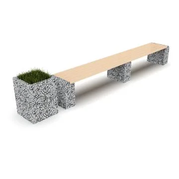 3d image complect of Euro1 line bench and Kil flower pot Stock Illustration