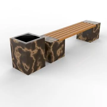 3d image complect of Euro2 bench and Kil urn Stock-Illustration