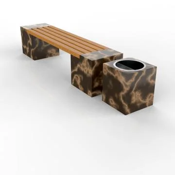 3d image complect of Euro2 bench and Quatro urn Stock Illustration