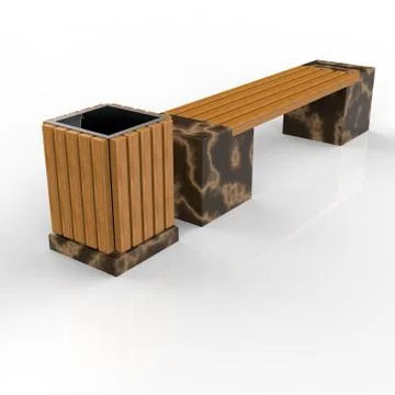 3d image complect of Euro2 bench and Avignon urn Stock Illustration