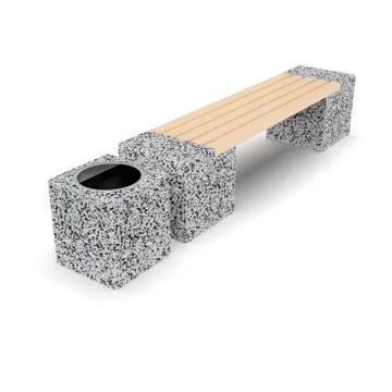 3d image complect of Euro2 bench and Quatro urn Stock Illustration