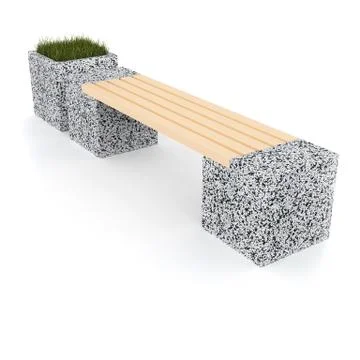 3d image complect of Euro2 bench and Carolina flower pot Stock Illustration