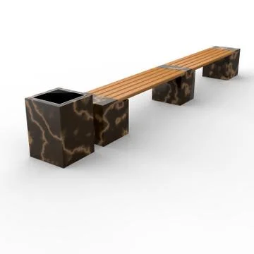 3d image complect of Euro2 line bench and Kil urn Stock Illustration