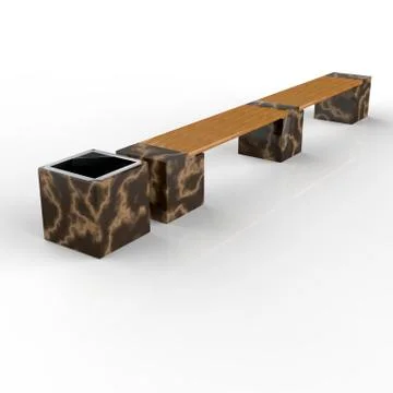 3d image complect of Euro2 line bench and Carolina urn Stock Illustration