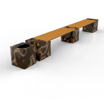 3d image complect of Euro2 line bench and Quatro urn Stock Illustration