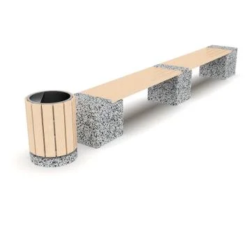 3d image complect of Euro2 line bench and Rund urn Stock-Illustration