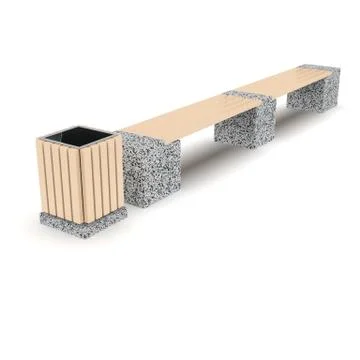 3d image complect of Euro2 line bench and Avignon urn Stock Illustration