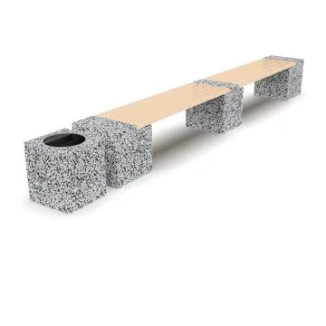 3d image complect of Euro2 line bench and Quatro urn Stock Illustration
