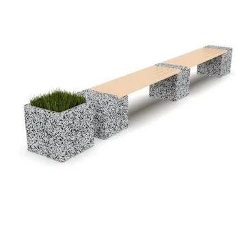 3d image complect of Euro2 line bench and Carolina flower pot Stock Illustration