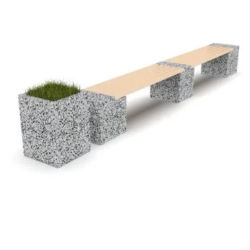 3d image complect of Euro2 line bench and Kil flower pot Stock Illustration