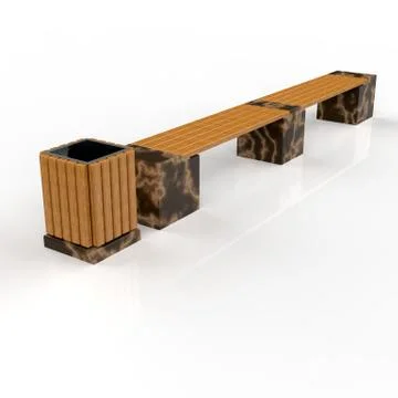 3d image complect of Euro2 line bench and Avignon urn Stock Illustration