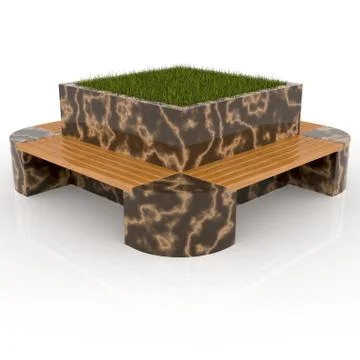 3d image complect of flower pot bench Ring Stock Illustration