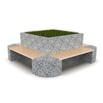 3d image complect of flower pot bench Ring Illustrazione stock