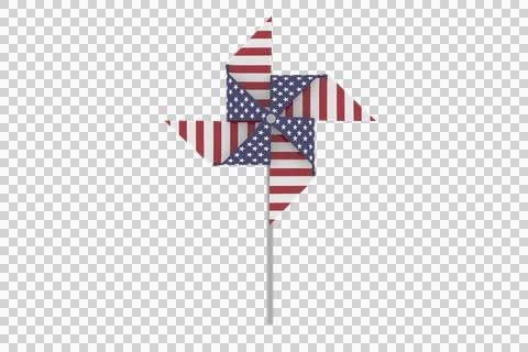 3D image composite of pinwheel with American flag pattern Stock Illustration