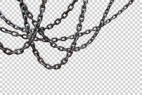 3d image of connected metallic chains Stock Photos
