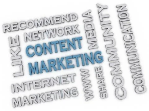3d image Content marketing issues concept word cloud background Stock-Illustration