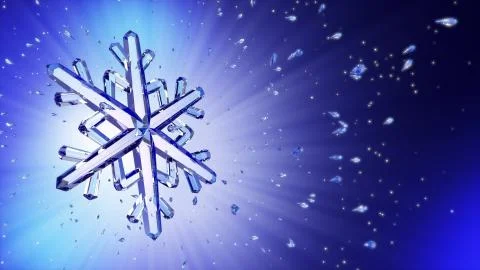 3d image of crystal snowflake against blue background Stock Illustration