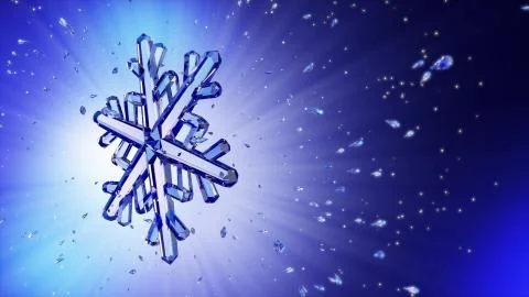 3d image of crystal snowflake against blue background Stock-Illustration