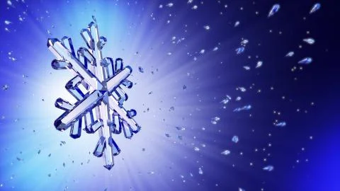 3d image of crystal snowflake against blue background Stock Illustration