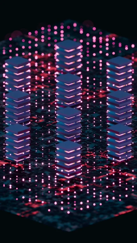 A 3d image of a cube with pink lights 動画素材 309926208