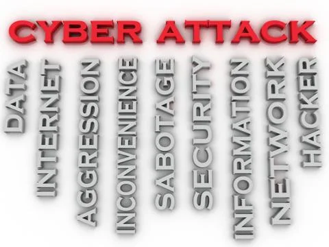 3d image Cyber attack issues concept word cloud background Illustrazione stock