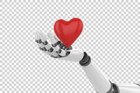 3d image of cyborg showing red heart shape Stock Photos