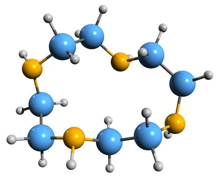 3D image of Cyclen skeletal formula Stock Illustration