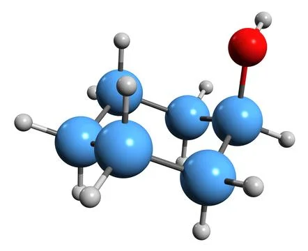 3D image of Cyclohexanol skeletal formula Stock Illustration