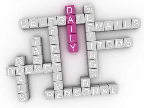 3d image Daily word cloud concept Stock Illustration