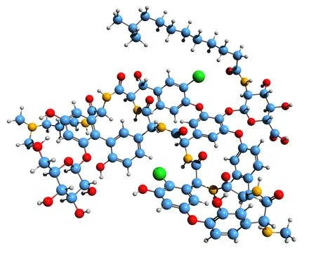 3D image of Dalbavancin skeletal formula Stock Illustration