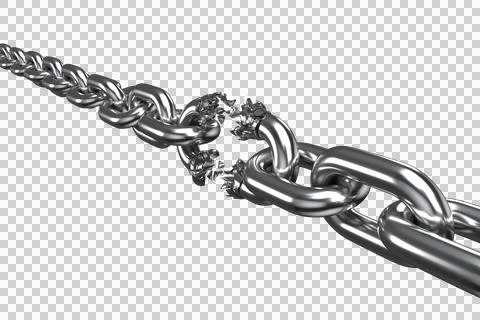 3d image of damaged silver chain Stock Photos