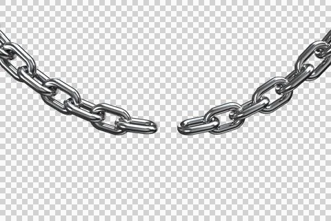 3d image of damaged silver metal chain Stock Photos
