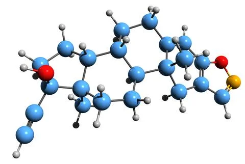 3D image of Danazol skeletal formula Stock Illustration