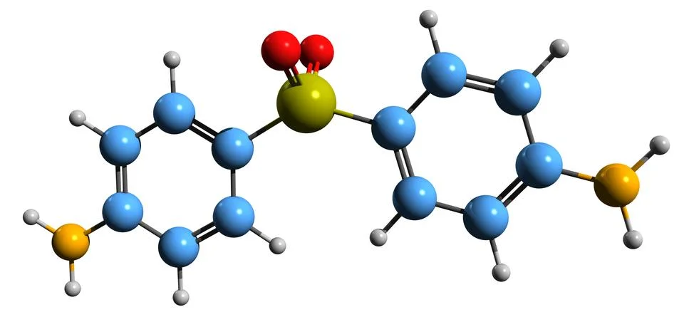 3D image of Dapsone skeletal formula Stock Illustration