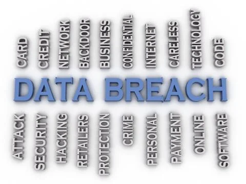 3d image data breach issues concept word cloud background Stock Illustration