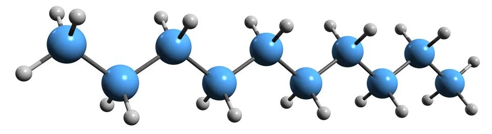 3D image of Decane skeletal formula Stock Illustration