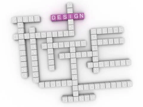 3d image Design  issues concept word cloud background Illustrazione stock