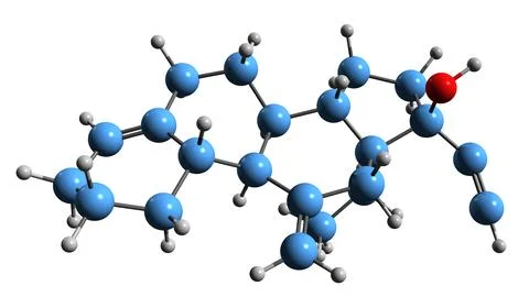 3D image of Desogestrel skeletal formula Stock Illustration